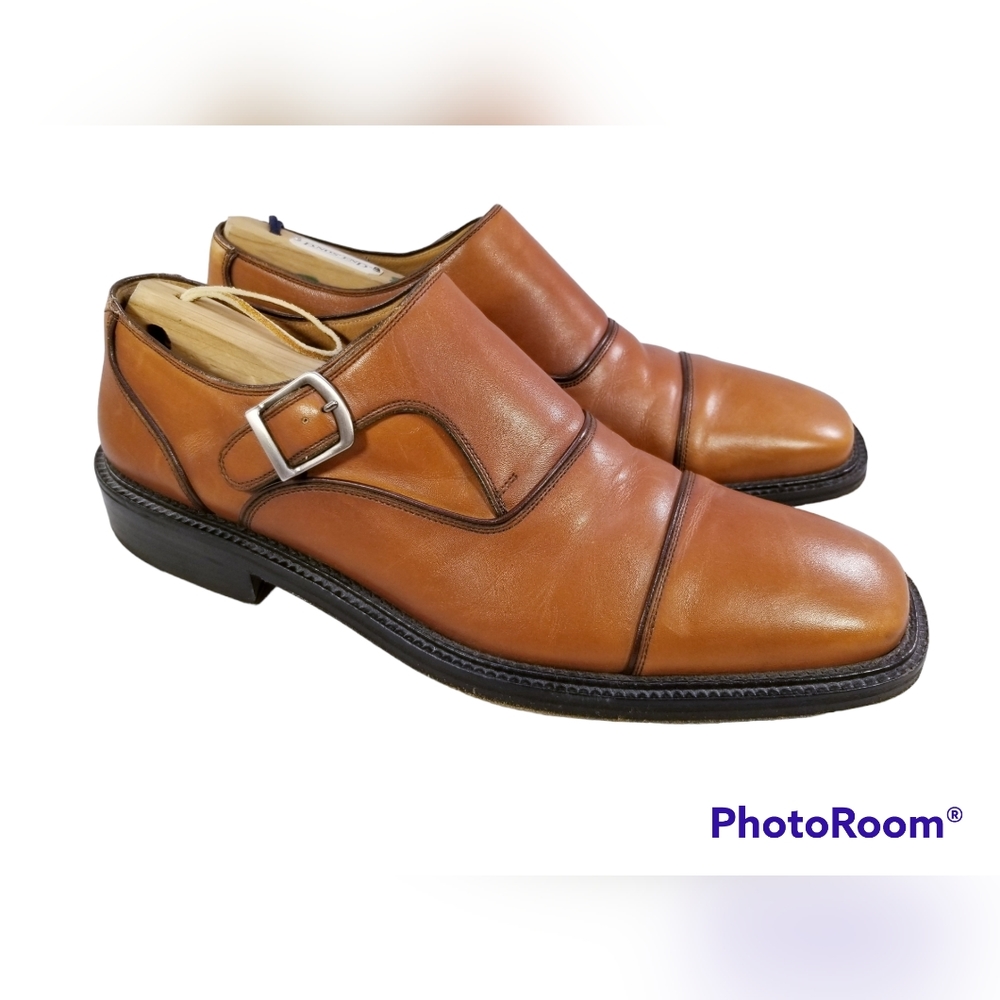 MAGNANNI MEN SHOES LOAFERS MONK BUCKLE STRAP WHISKEY COLOR SIZE 10.5 M